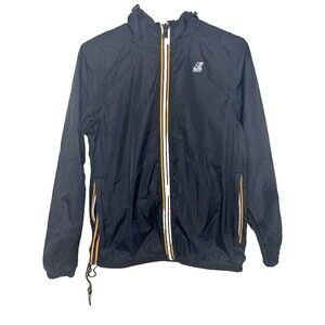 K-way Full Zip Rain Jacket Women’s Medium Black Windbreaker Hoodie Packable